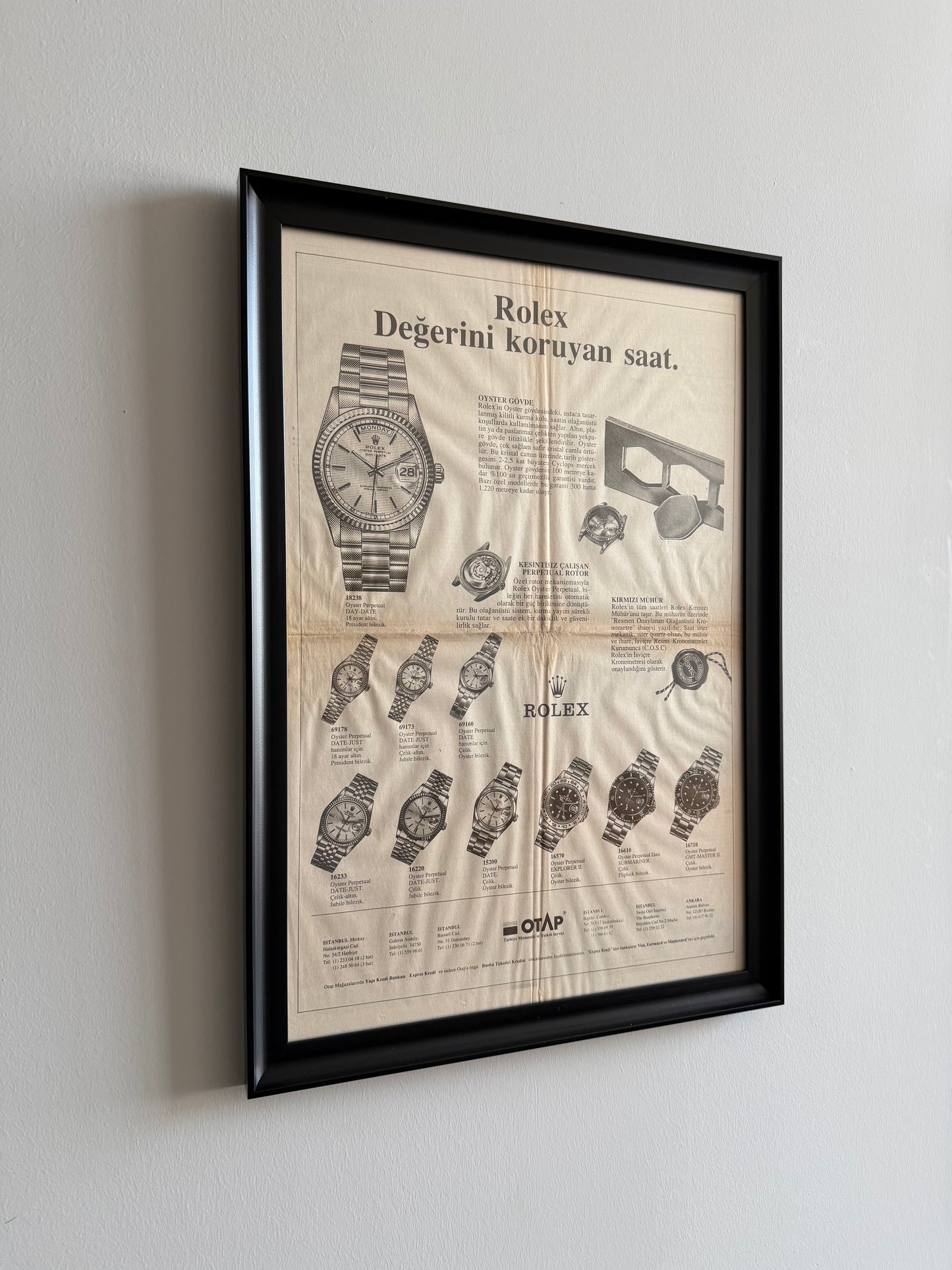 1992 Türkiye gazete arşivinden, orijinal Rolex reklamı.