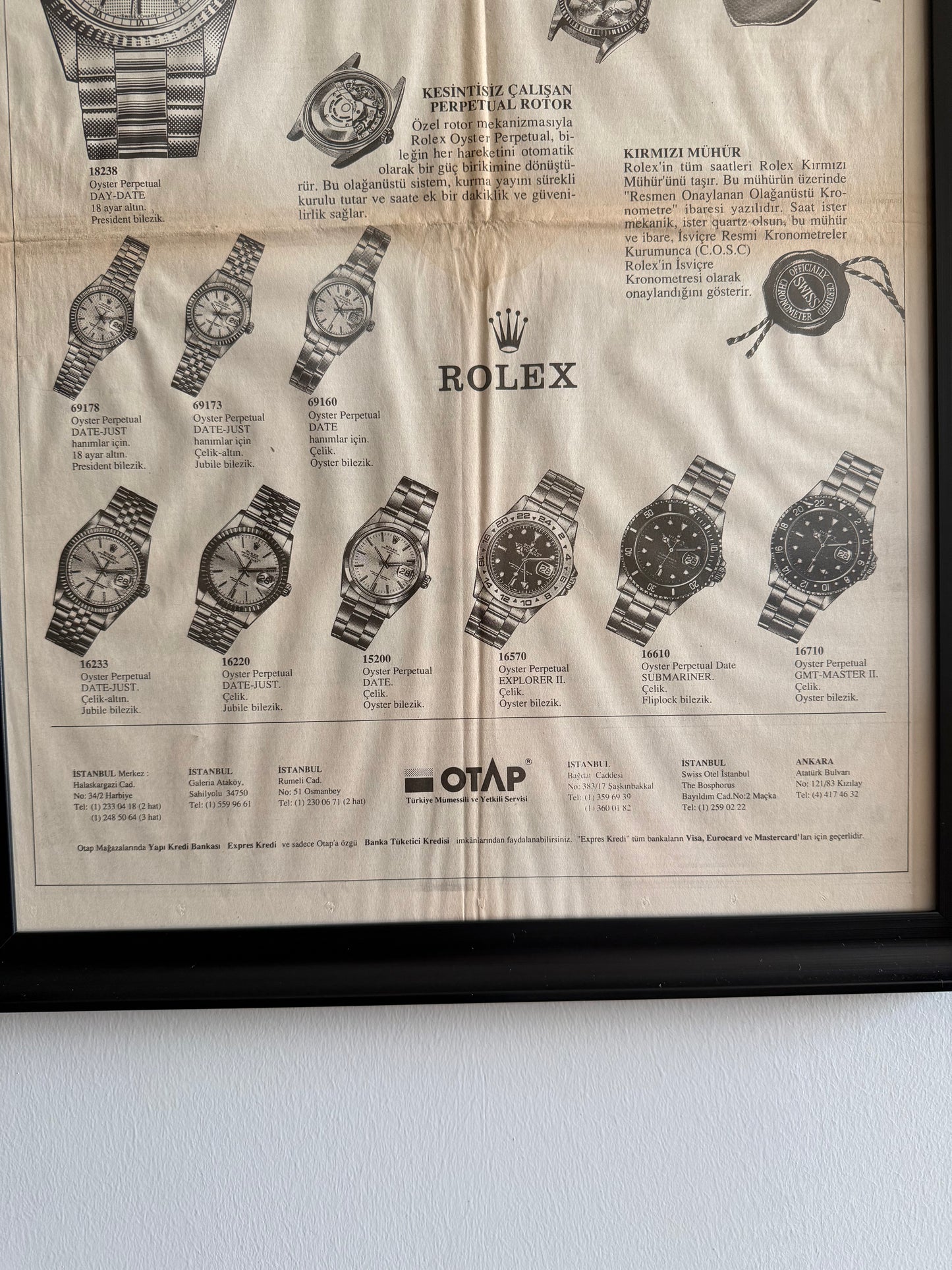 1992 Türkiye gazete arşivinden, orijinal Rolex reklamı.