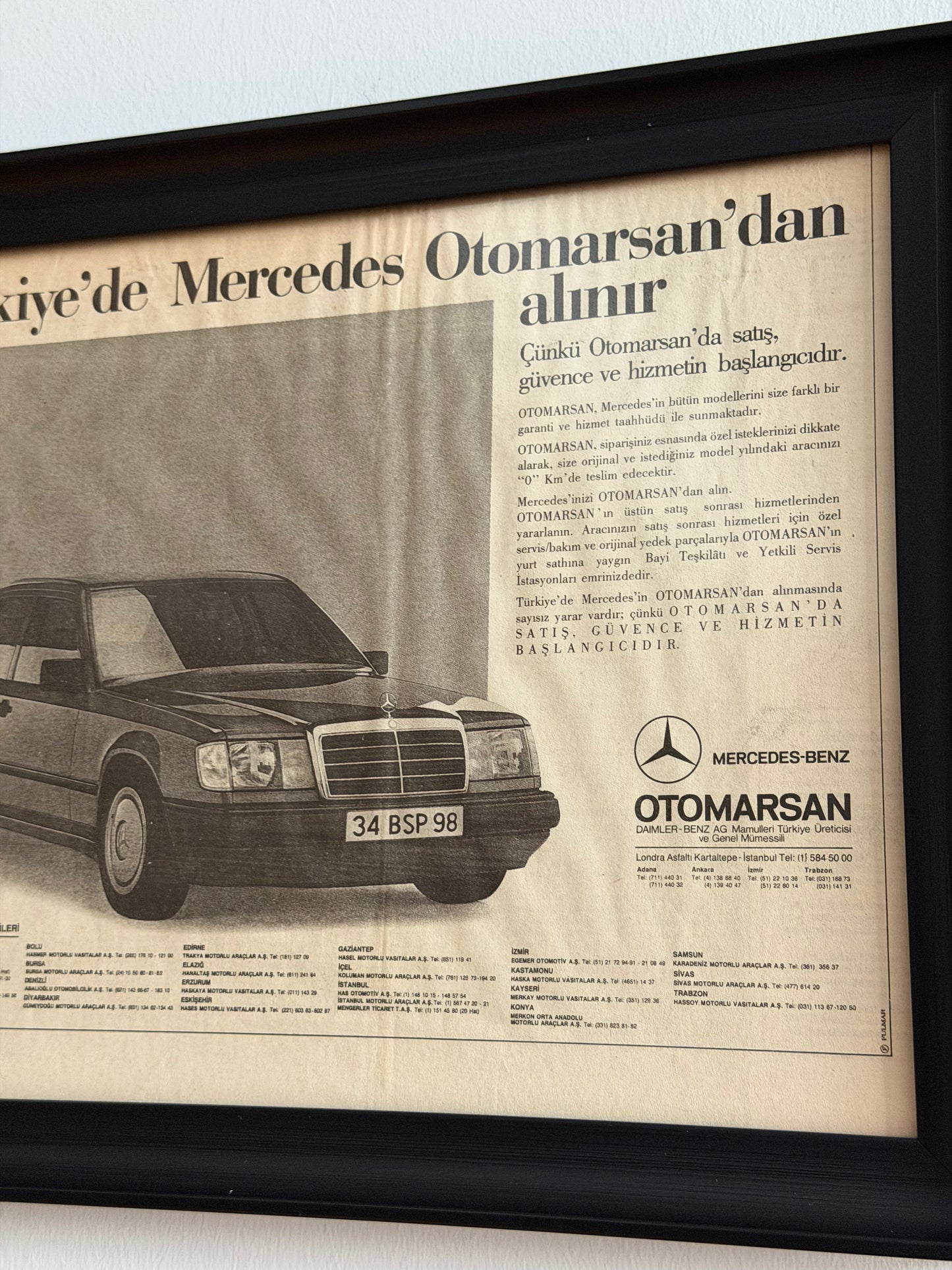 Mercedes Otomarsan Vintage Orijinal Türkiye Dönem Reklamıdır (Sonradan Baskı Değildir)