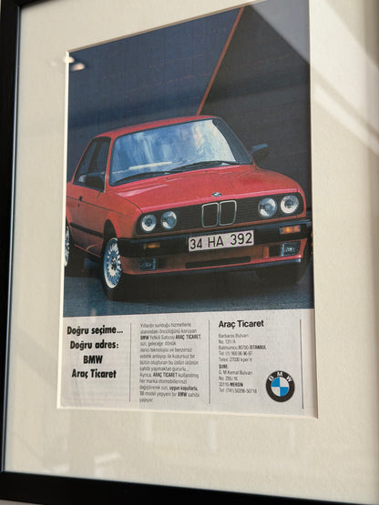 BMW E30 Türkiye Otomotiv Hafızasından. Orijinal Dönem Reklamıdır (Sonradan Baskı Değildir)