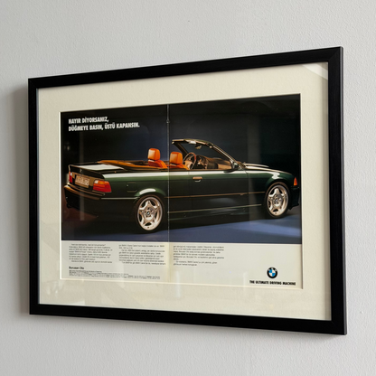 BMW E36 Cabrio Orjinal Dergi Reklamı. Orijinal Türkiye Dönem Reklamıdır (Sonradan Baskı Değildir)