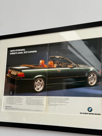 BMW E36 Cabrio Orjinal Dergi Reklamı. Orijinal Türkiye Dönem Reklamıdır (Sonradan Baskı Değildir)