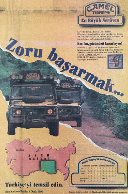 CAMEL TROPHY 1990 - Orjinal Türkiye Gazete İlanı