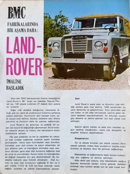 BMC LAND-ROVER Defender İmaline Başladık - Orijinal Dönem Reklam Sayfasıdır (Sonradan Baskı Değildir).