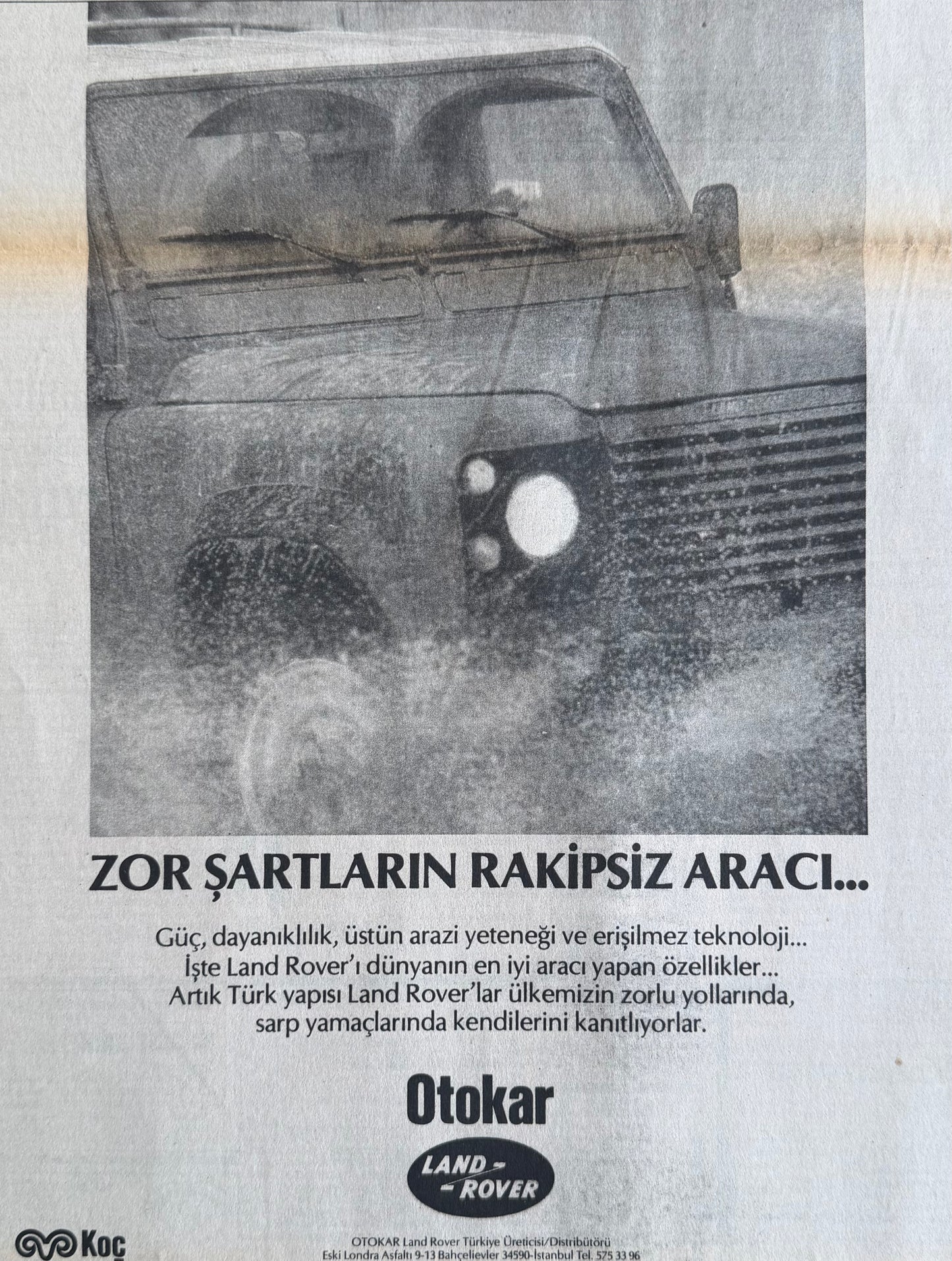 Otokar Land Rover Zor Şartların Rakipsiz Aracı…- Orijinal Türkiye Reklam Sayfasıdır (Sonradan Baskı Değildir).