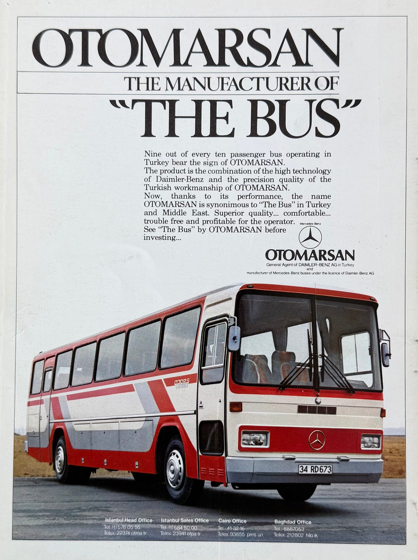 Otomarsan – “The Bus” Mercedes-Benz Otobüs Reklamı Orijinal Dönem Sayfasıdır (Sonradan Baskı Değildir).