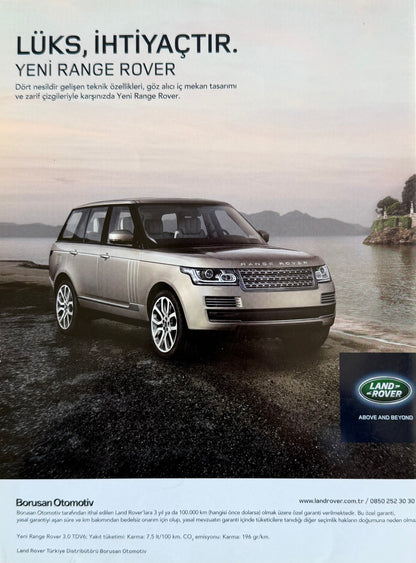 Range Rover – “Lüks, İhtiyaçtır.” Orijinal Türkiye Reklam Sayfasıdır (Sonradan Baskı Değildir).