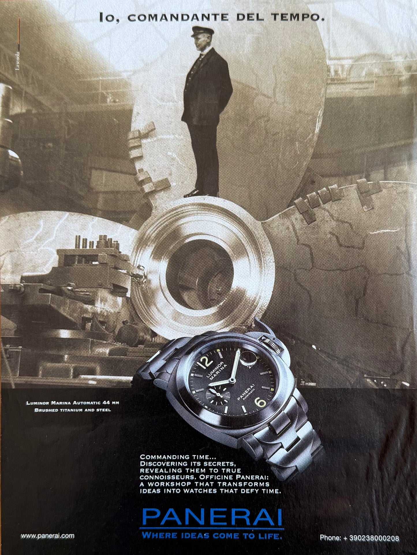Panerai – Luminor Marina Automatic Orijinal Dönem Reklam Sayfasıdır (Sonradan Baskı Değildir).