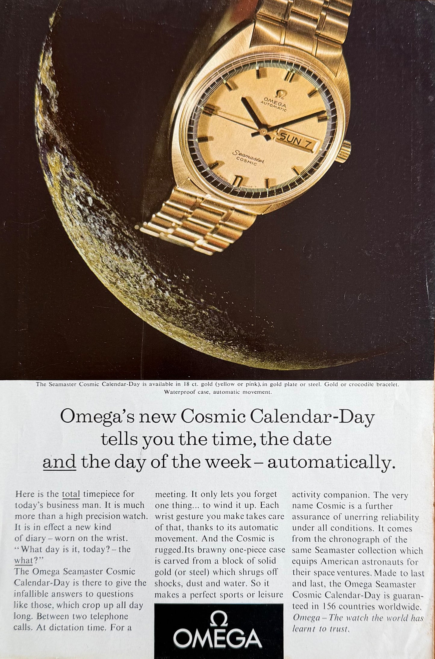 OMEGA Seamaster Cosmic Calendar Day Orijinal Dönem Reklamıdır (Sonradan Baskı Değildir)