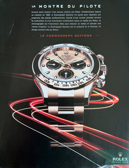 Rolex Oyster Perpetual Cosmograph Daytona Rose Gold - Orijinal Dönem Reklam Sayfasıdır (Sonradan Baskı Değildir).