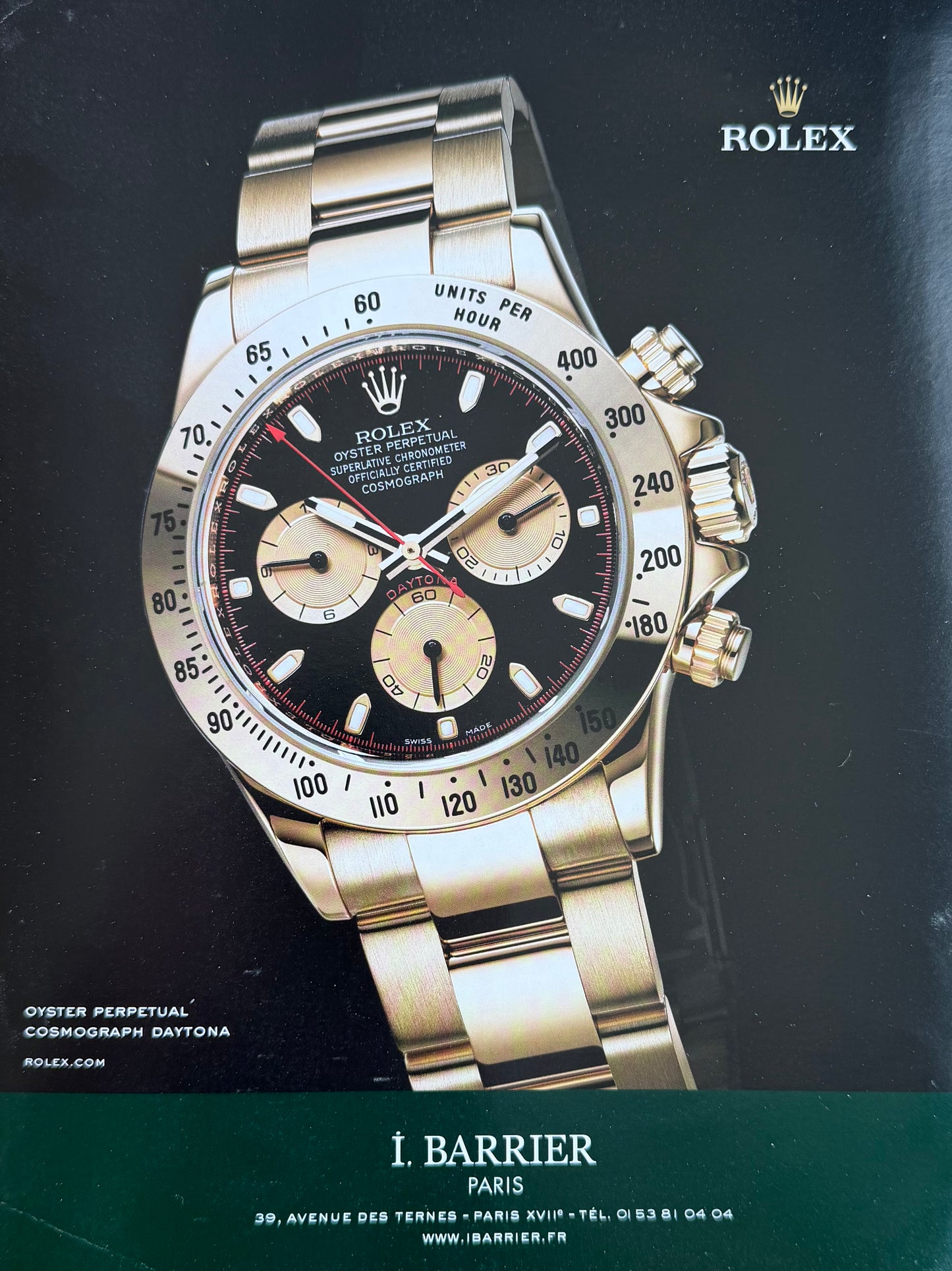 Rolex Oyster Perpetual Cosmograph Daytona Orijinal Dönem Reklam Sayfasıdır (Sonradan Baskı Değildir).