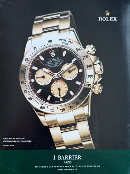Rolex Oyster Perpetual Cosmograph Daytona Orijinal Dönem Reklam Sayfasıdır (Sonradan Baskı Değildir).