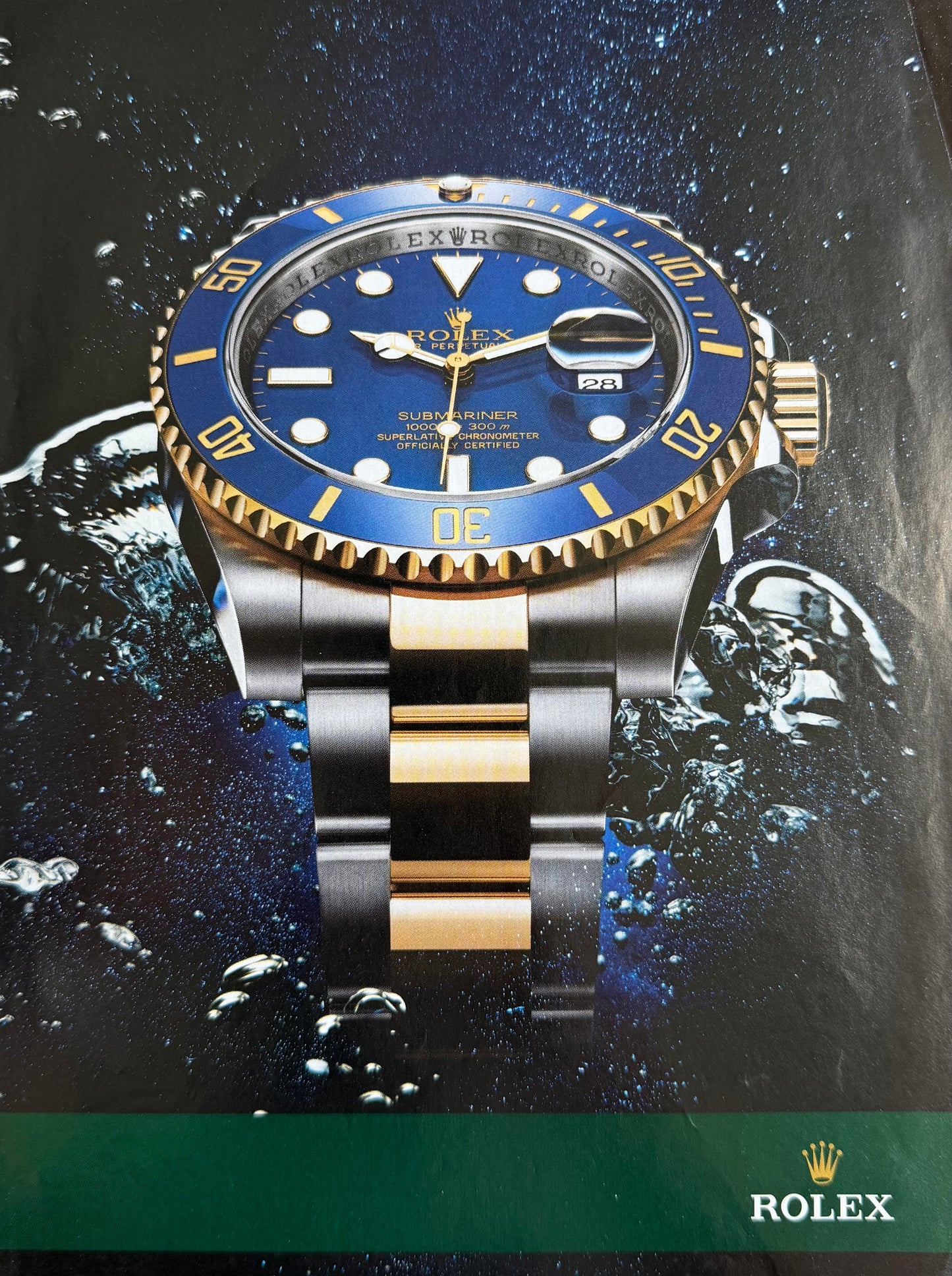 Rolex Submariner “Bluesy” Orijinal Dönem Reklam Görselidir (Sonradan Baskı Değildir).