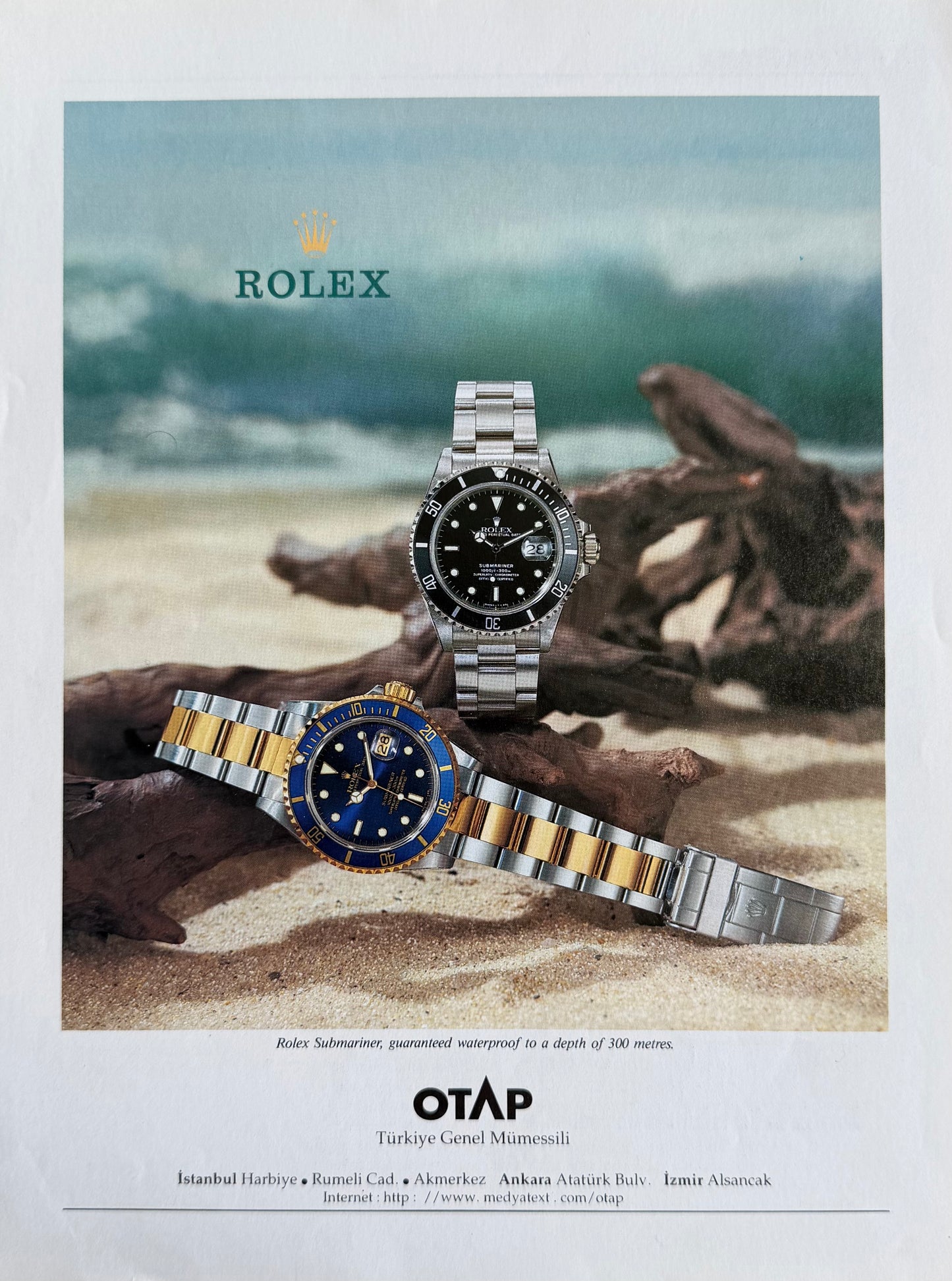 Rolex Submariner “Bluesy” & Classic Black Submariner Orijinal Türkiye Reklam Sayfasıdır (Sonradan Baskı Değildir).