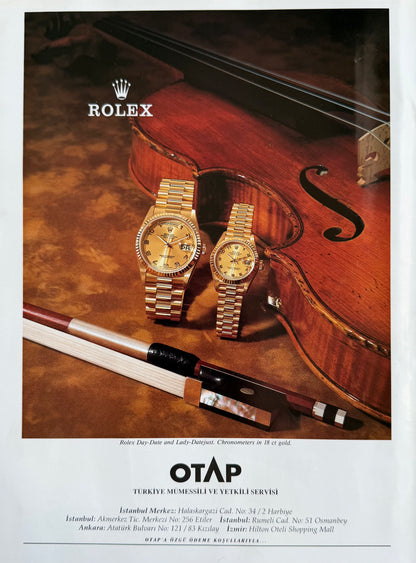 Rolex OTAP. Neo Vintage Orijinal Türkiye Dönem Reklamıdır (Sonradan Baskı Değildir)