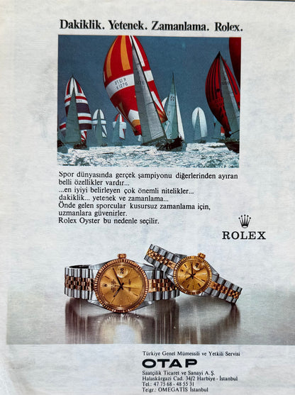 Rolex Oyster Datejust Orijinal Türkiye Reklam Sayfasıdır (Sonradan Baskı Değildir).