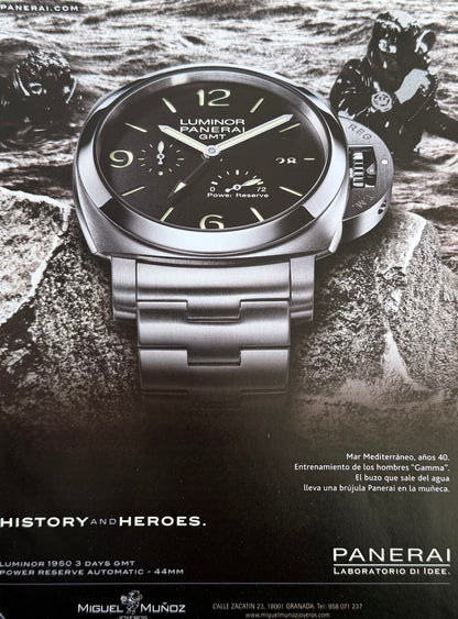 Panerai Luminor 1950 3 Days GMT “History & Heroes” 2012 Orijinal Dönem Reklamıdır (Sonradan Baskı Değildir).