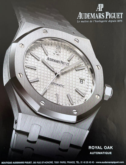 Audemars Piguet Royal Oak White Dial. 2009 Orijinal Dönem Reklamıdır (Sonradan Baskı Değildir)