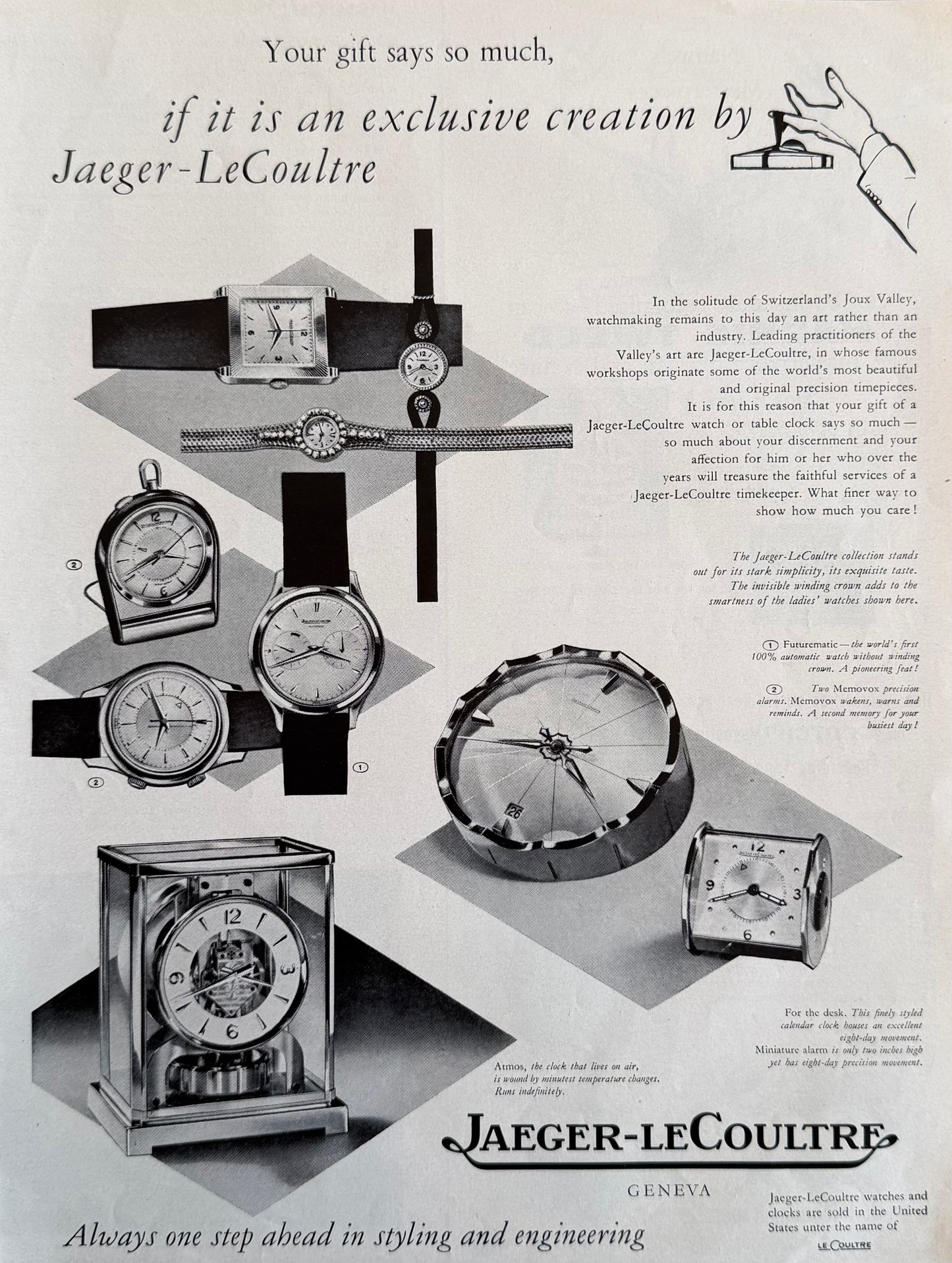Jaeger-LeCoultre Koleksiyonu “Watchmaker’s Watchmaker” 1956 Orijinal Dönem Reklamıdır (Sonradan Baskı Değildir).
