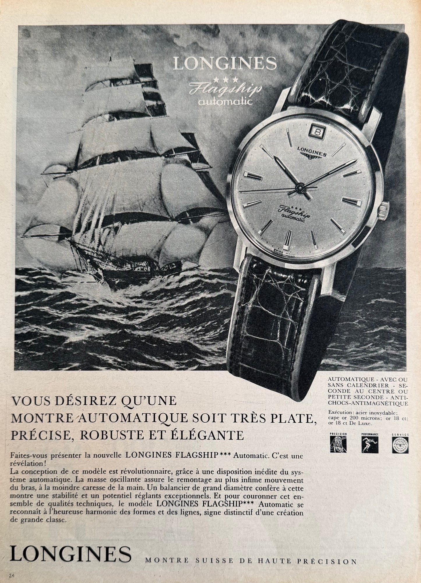 Longines Flagship Automatic “Zamansız Denge” 1961 Orijinal Dönem Reklamıdır (Sonradan Baskı Değildir).