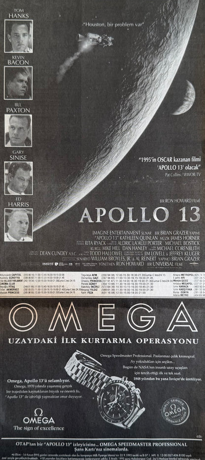 Omega Speedmaster Professional “Apollo 13 – Moonwatch Legacy” 1995 Orijinal Türkiye Dönem Reklamıdır (Sonradan Baskı Değildir).