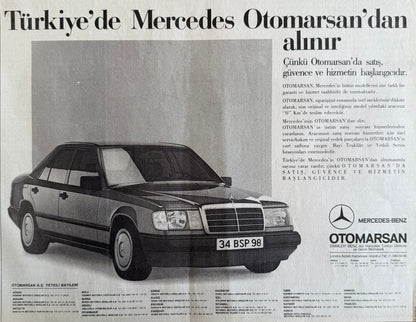 Mercedes-Benz – “Türkiye’de Mercedes Otomarsan’dan Alınır” 1988 Orijinal Türkiye Reklam Sayfasıdır (Sonradan Baskı Değildir).