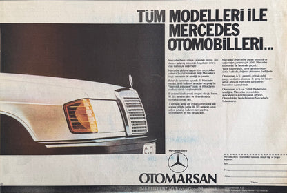 Mercedes-Benz – “Tüm Modelleri ile Mercedes Otomobilleri” 1984 Orijinal Türkiye Reklam Sayfasıdır (Sonradan Baskı Değildir).
