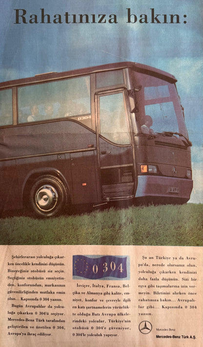 Mercedes-Benz O 304  1993 Orijinal Türkiye Reklam Sayfasıdır (Sonradan Baskı Değildir).