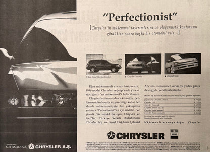 Chrysler Jeep Grand Cherokee – “Perfectionist” 1995 Türkiye Orijinal Dönem Reklamıdır (Sonradan Baskı Değildir).