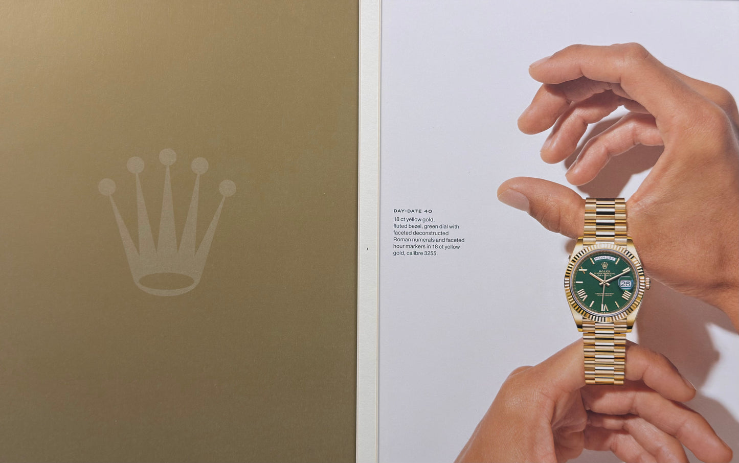 Rolex — The Crown & Day-Date 40 Green Dial - Orijinal Dönem Reklamıdır (Sonradan Baskı Degildir)