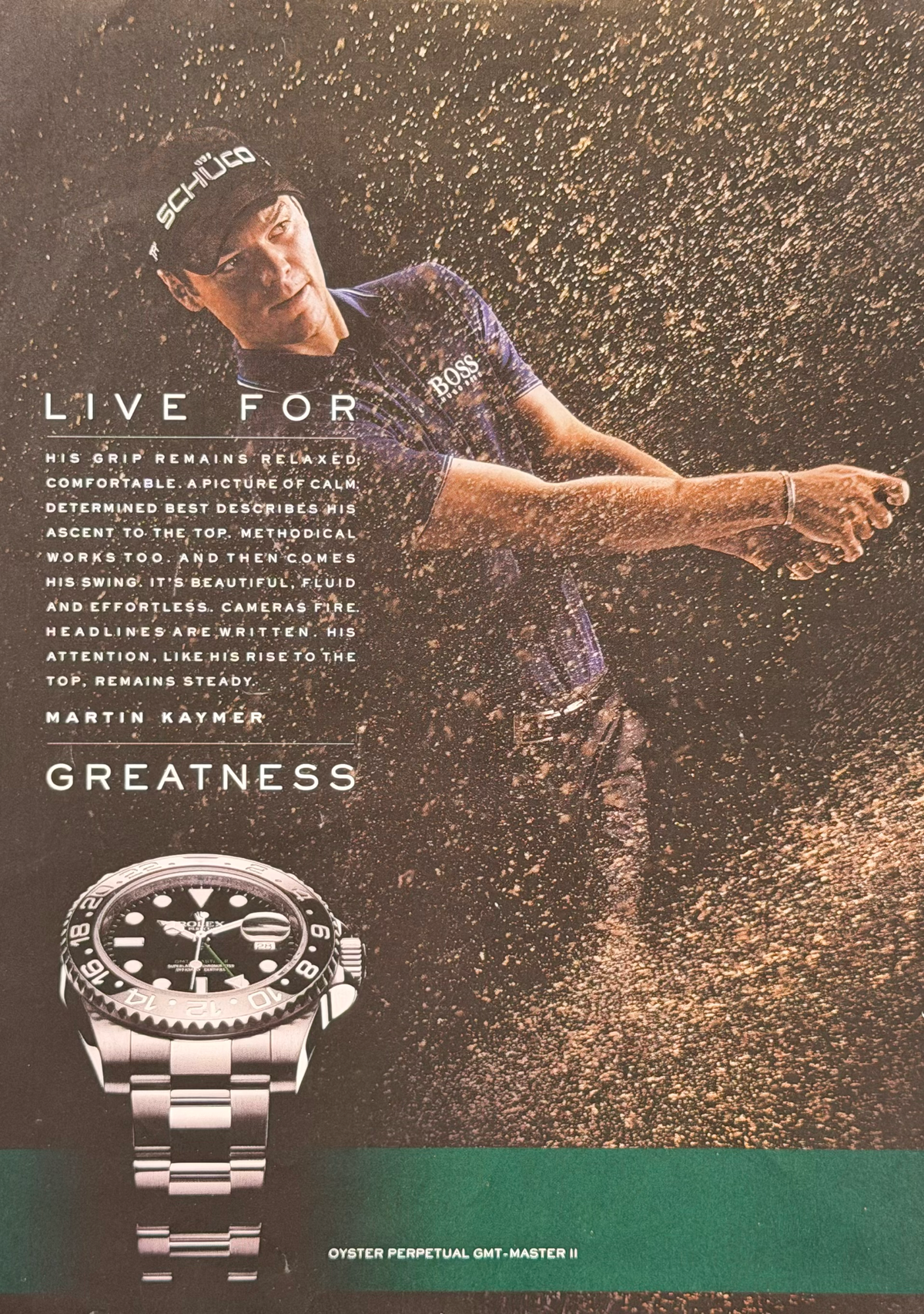 Rolex GMT-Master II & Martin Kaymer “Live for Greatness” Orijinal Dönem Reklamıdır (Sonradan Baskı Değildir)