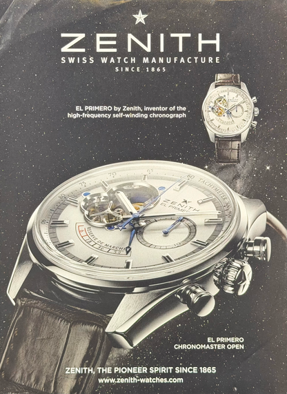 Zenith El Primero Chronomaster Open Çelik Kasa  Orijinal Dönem Reklamıdır (Sonradan Baskı Değildir)