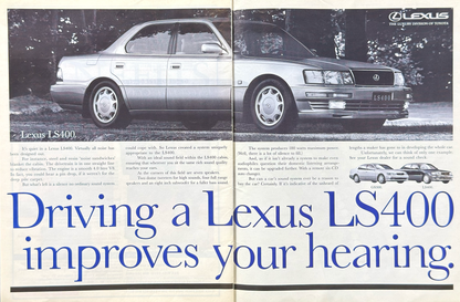Lexus LS400 Orijinal Çift Sayfa Dönem Reklamıdır (Sonradan Baskı Değildir)