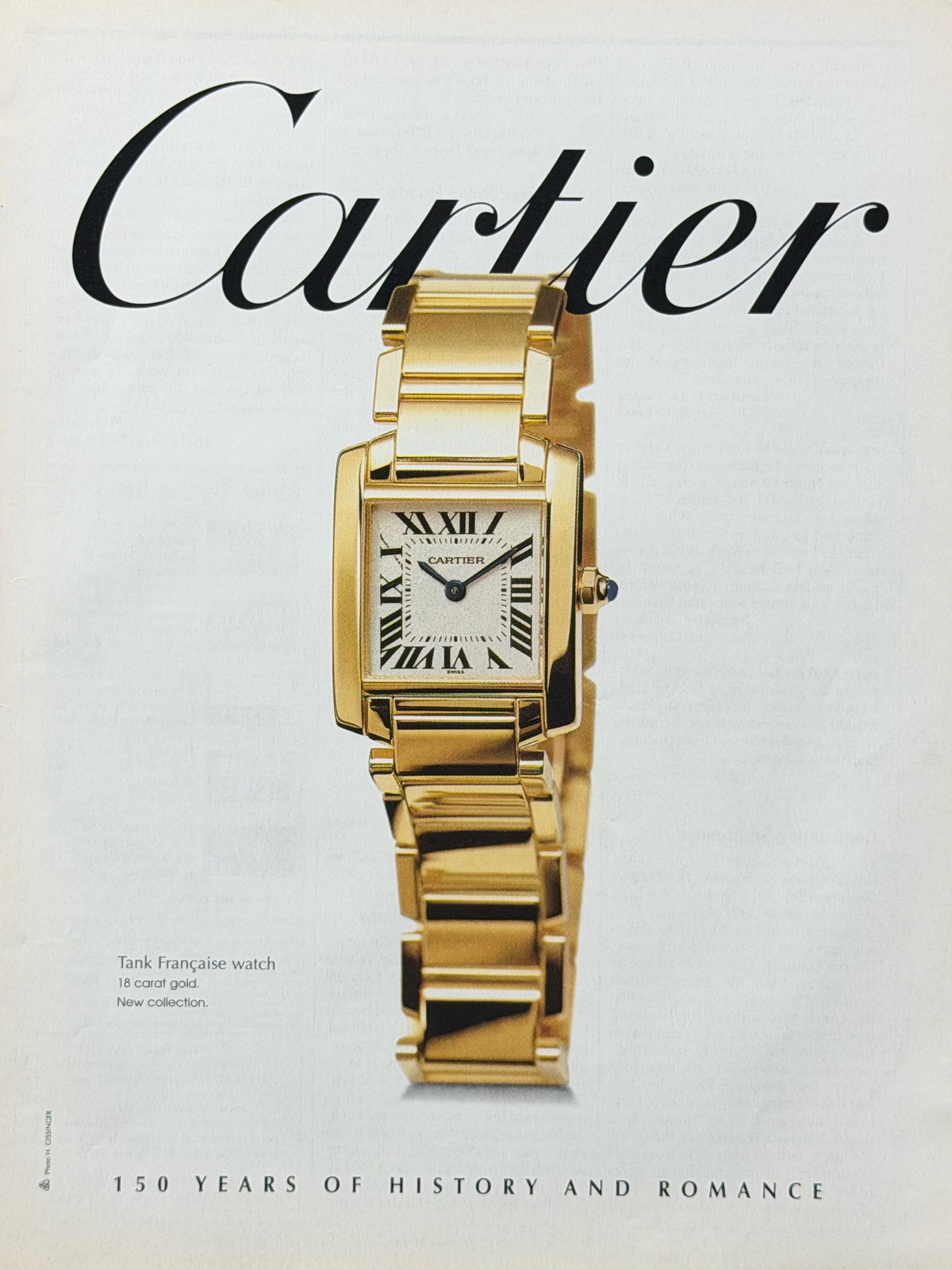 Cartier Tank 18 Ayar Altın Orijinal Dönem Reklamıdır (Sonradan Baskı Değildir)