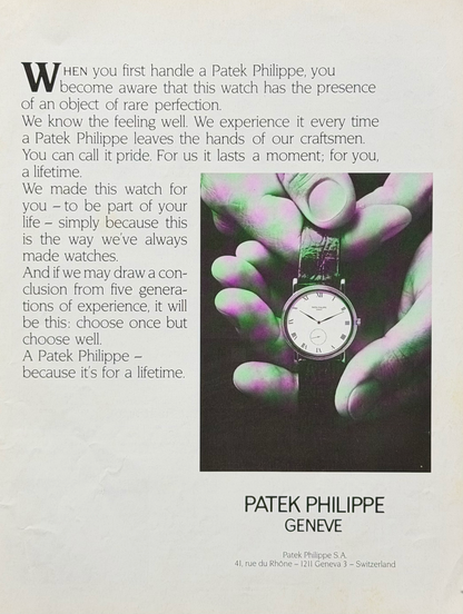 Patek Philippe Genève Klasik Dress Watch Vintage Orijinal Dönem Reklamıdır (Sonradan Baskı Değildir)
