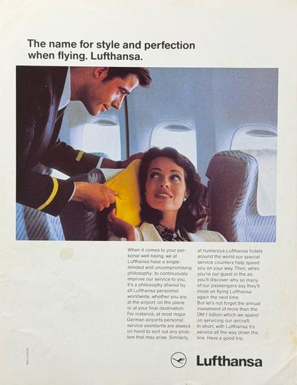 Lufthansa “The Name for Style and Perfection When Flying” Orijinal Dönem Reklamıdır (Sonradan Baskı Değildir)