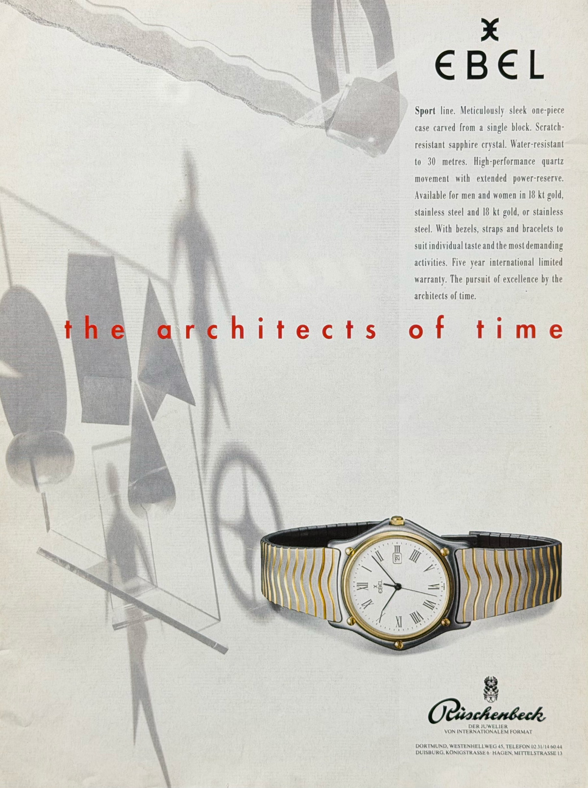 Ebel Sport Line Vintage İngilizce Orijinal Dönem Reklamıdır (Sonradan Baskı Değildir)