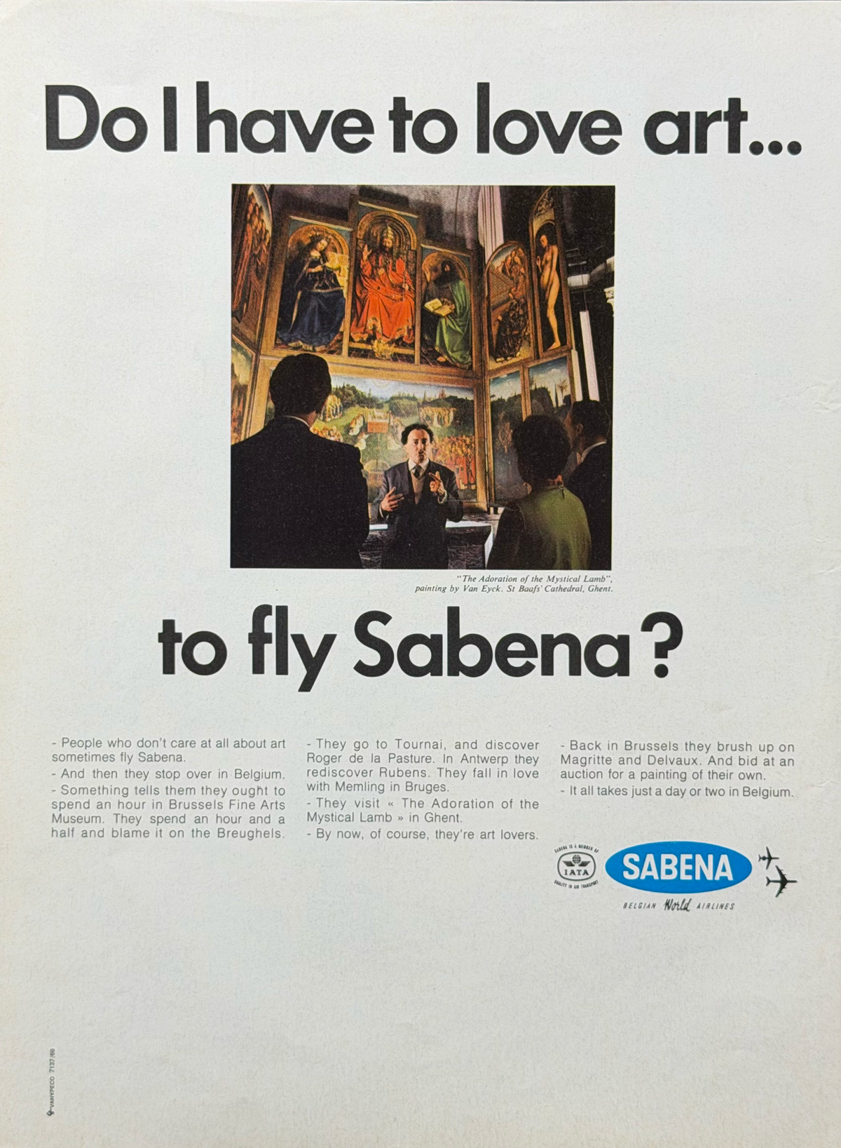 Sabena Belçika Havayolları Orijinal Dönem Reklamıdır (Sonradan Baskı Değildir)