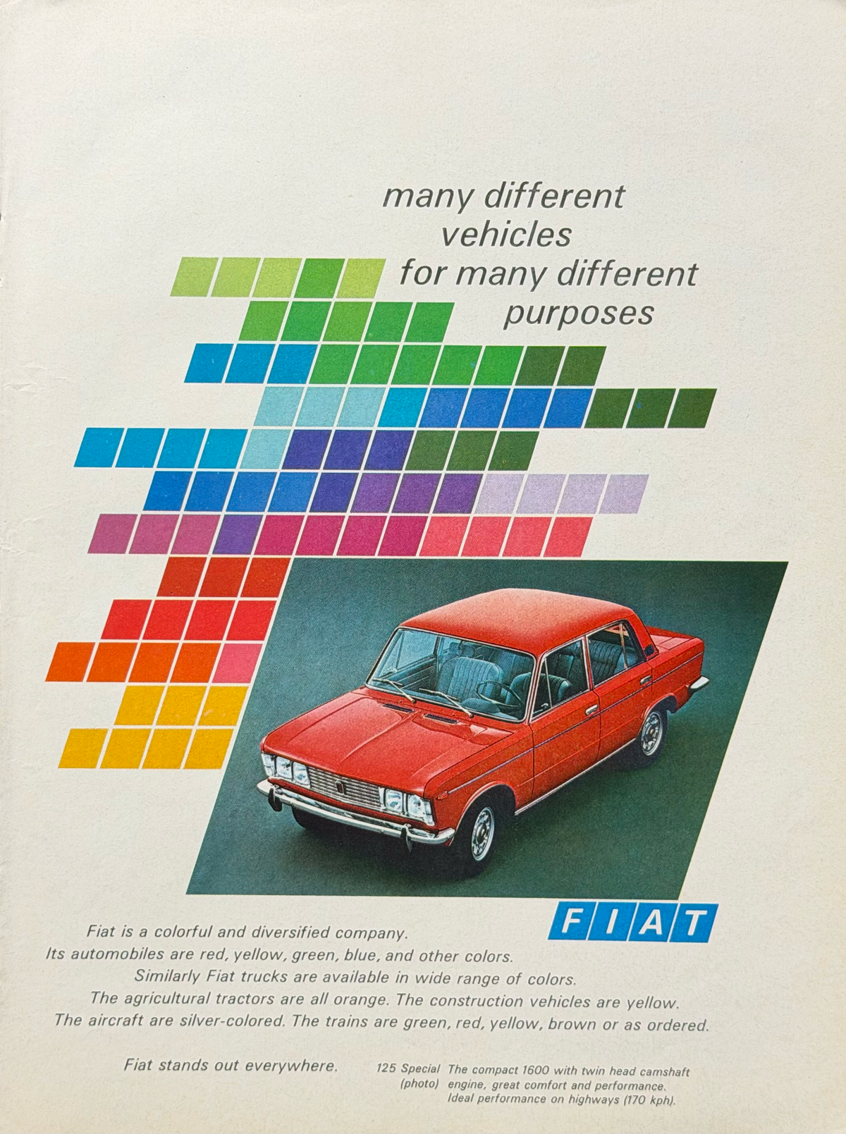 Fiat 125 Special Vintage İngilizce Orijinal Dönem Reklamıdır (Sonradan Baskı Değildir)