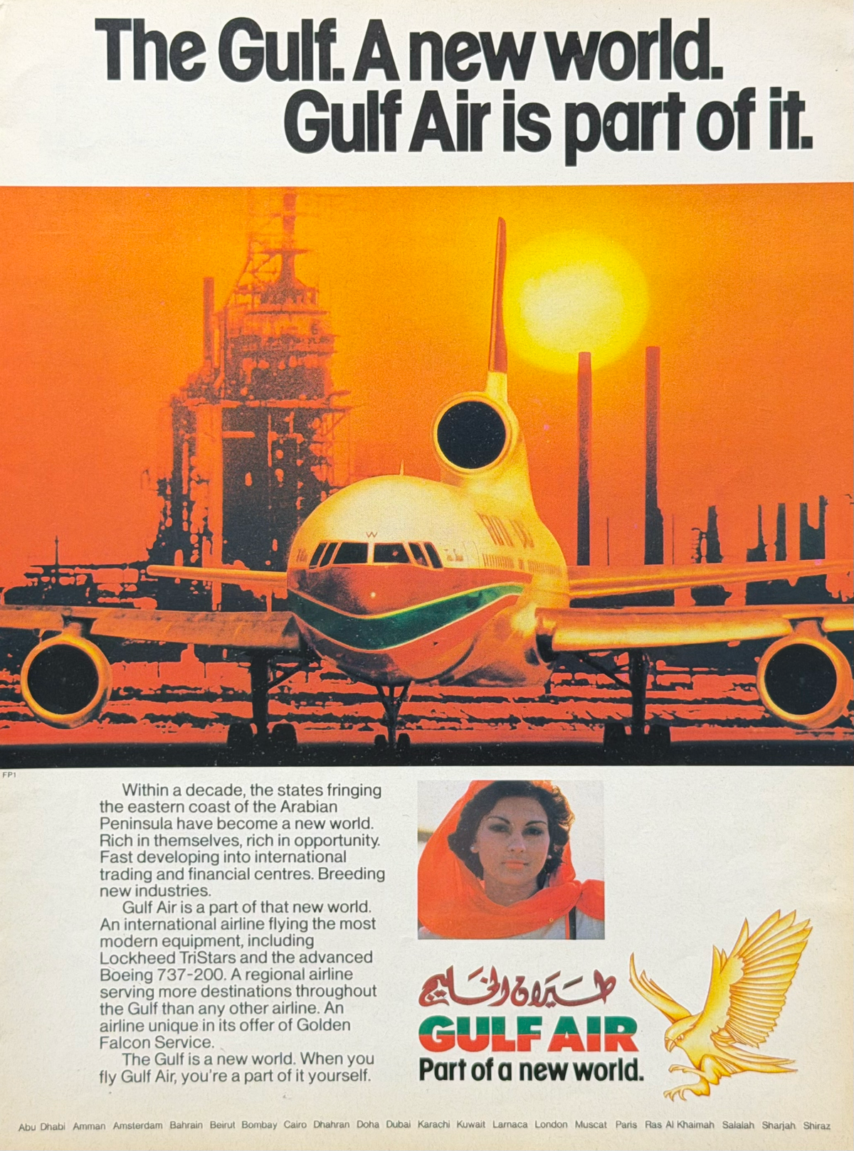 Gulf Air Lockheed TriStar  Orijinal Dönem Reklamıdır (Sonradan Baskı Değildir)