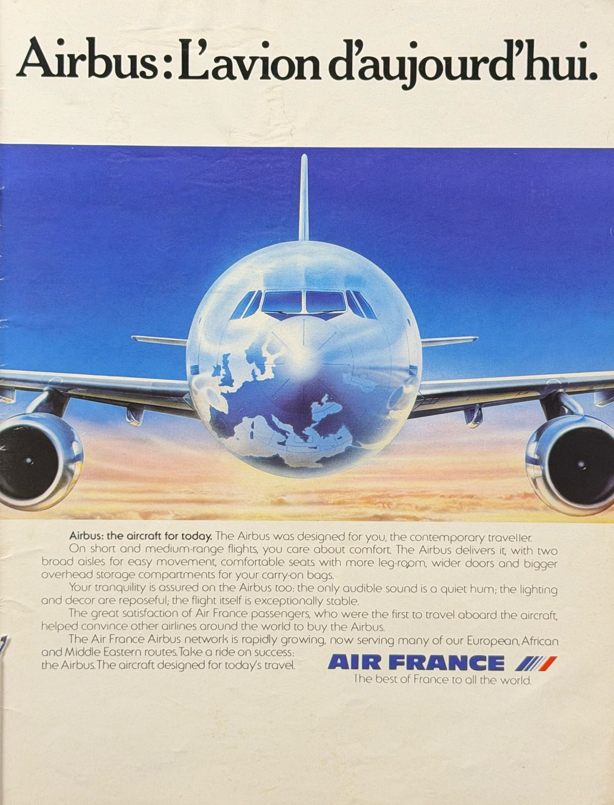 Air France Airbus A300  Vintage Fransızca ve İngilizce Orijinal Dönem Reklamıdır (Sonradan Baskı Değildir)