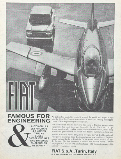 Fiat G.91 Jet Uçağı Vintage Orijinal Dönem Reklamıdır (Sonradan Baskı Değildir)