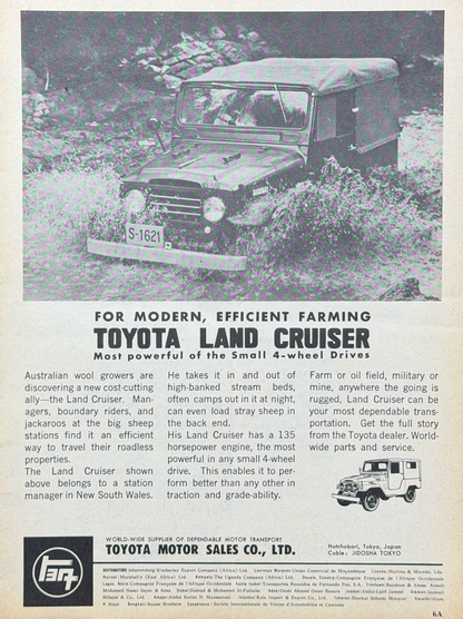 Toyota Land Cruiser FJ40 Vintage İngilizce Orijinal Dönem Reklamıdır (Sonradan Baskı Değildir)