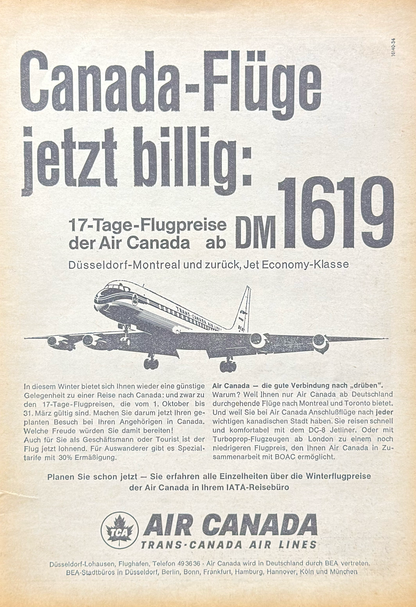 Air Canada Douglas DC-8 Vintage Orijinal Dönem Reklamıdır (Sonradan Baskı Değildir)