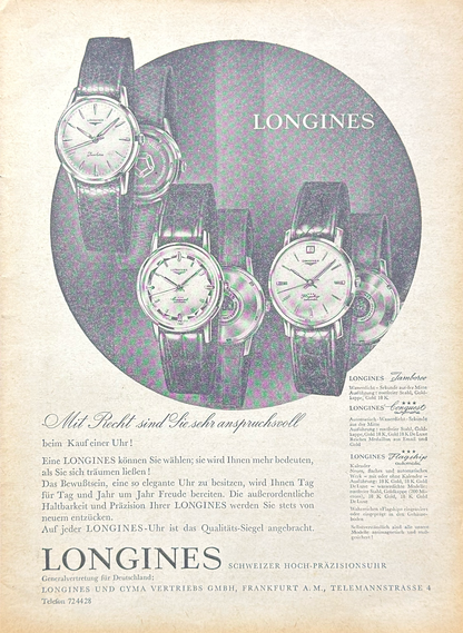 Longines Jamboree, Conquest & Flagship Vintage Orijinal Dönem Reklamıdır (Sonradan Baskı Değildir)