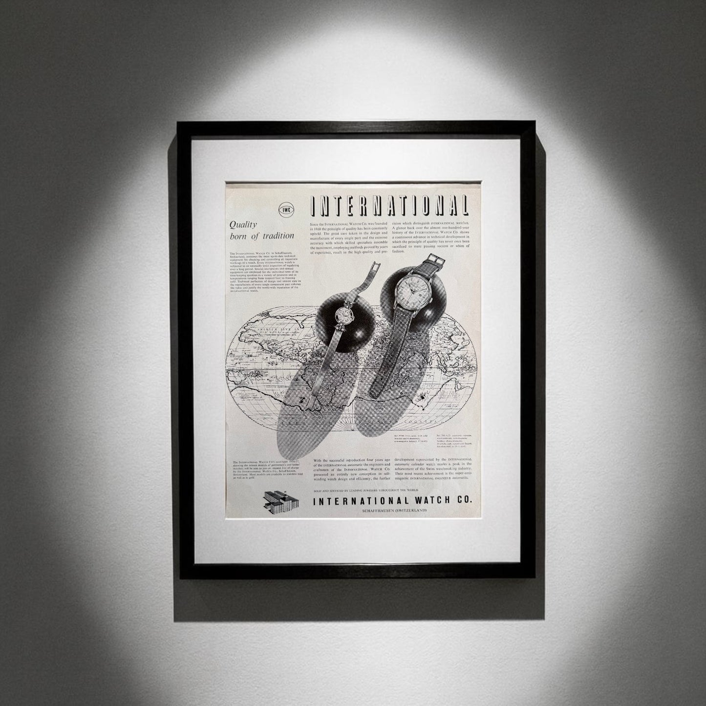 IWC International Watch Co. “Quality Born of Tradition” 1958 Orijinal Dönem Reklamıdır (Sonradan Baskı Değildir).