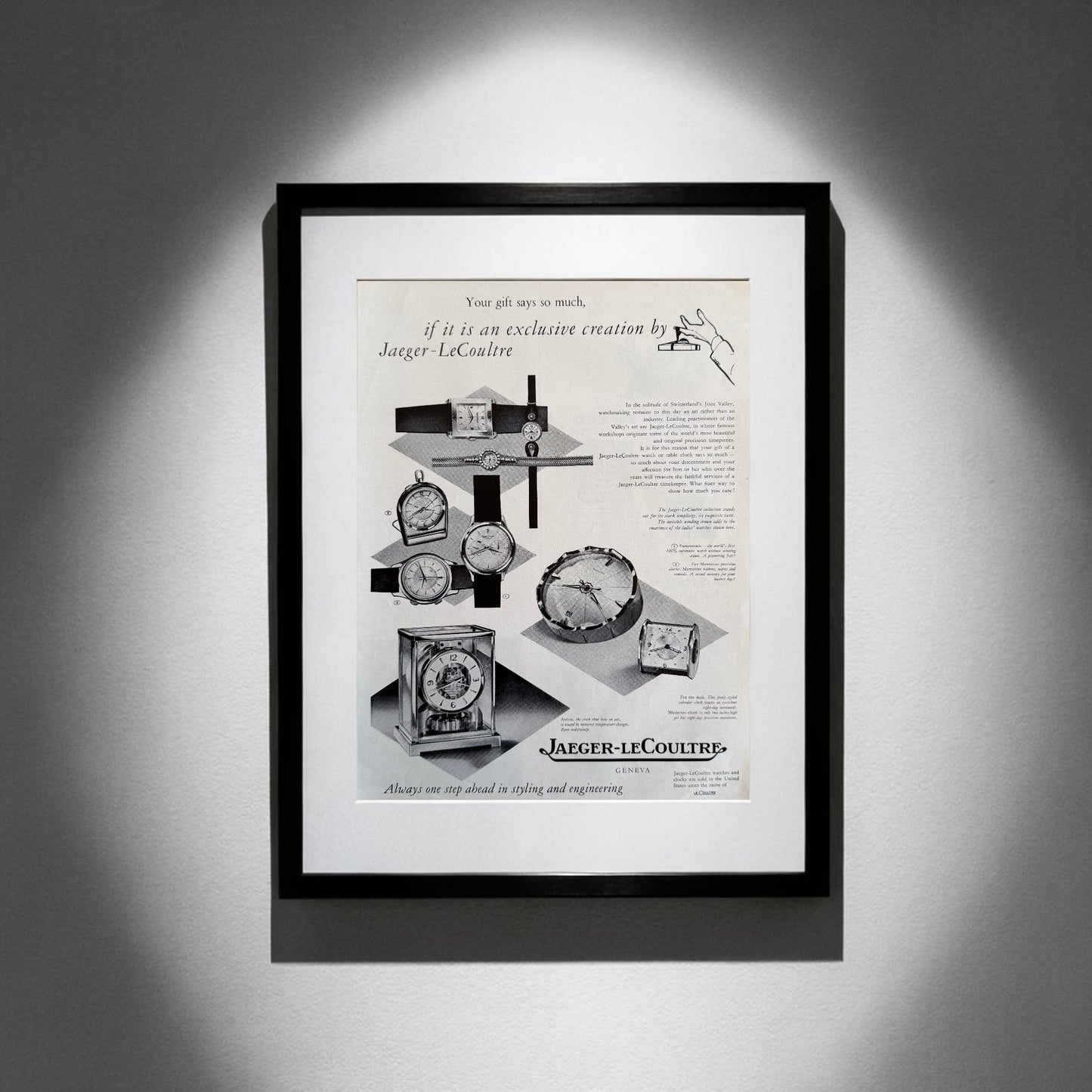 Jaeger-LeCoultre Koleksiyonu “Watchmaker’s Watchmaker” 1956 Orijinal Dönem Reklamıdır (Sonradan Baskı Değildir).