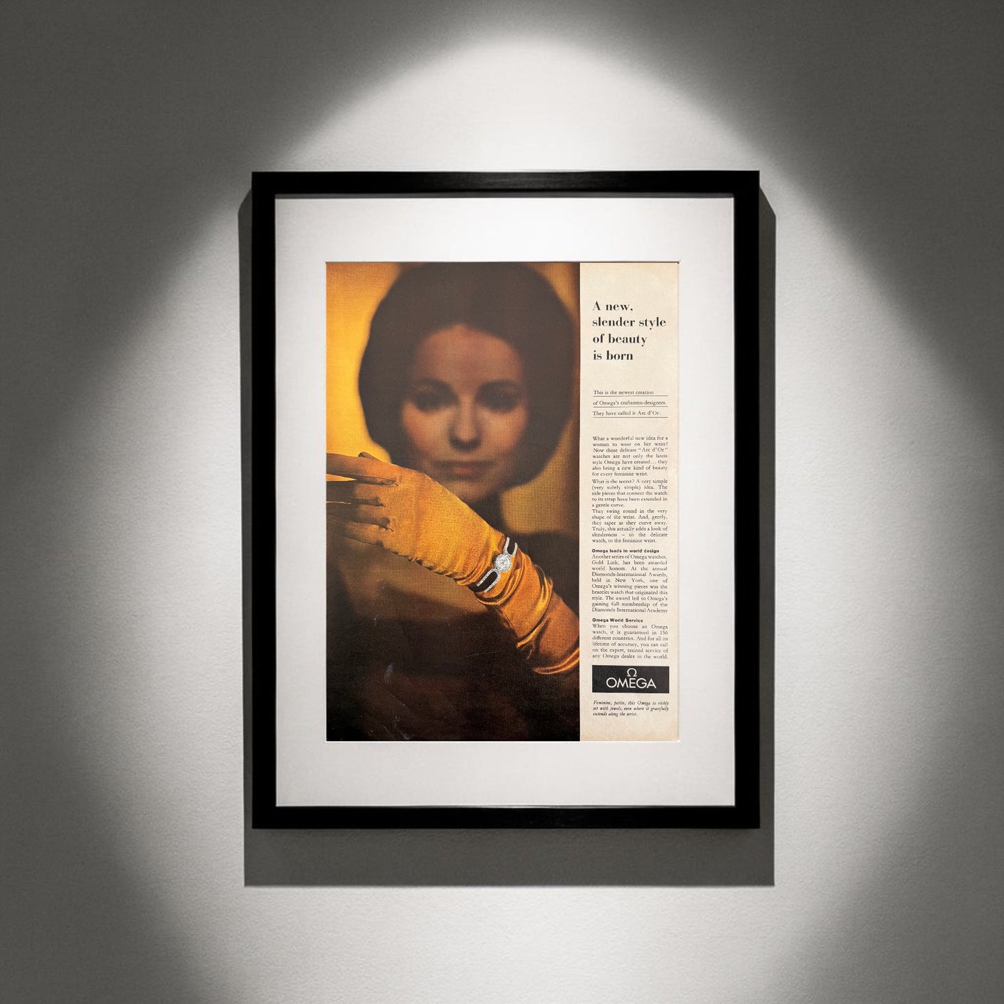 Omega Arc d’Or “A New Slender Style of Beauty” 1965 Orijinal Dönem Reklamıdır (Sonradan Baskı Değildir).