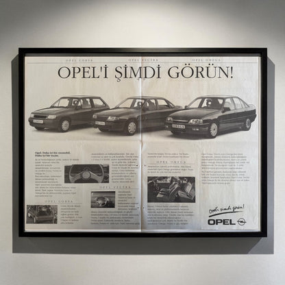 Opel – “Opel’i Şimdi Görün!” Dev Boy Orijinal Türkiye Çift Sayfa Gazete Reklamıdır (Sonradan Baskı Değildir).