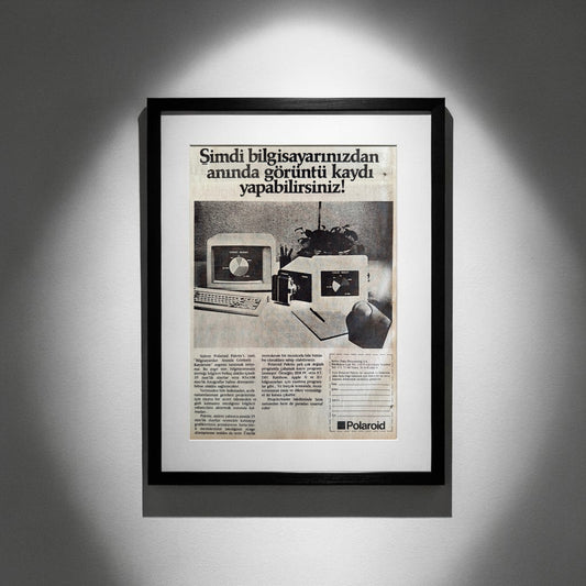 Polaroid – “Bilgisayardan Anında Görüntü Kaydı” 1985 Orijinal Türkiye Dönem Reklamıdır (Sonradan Baskı Değildir).